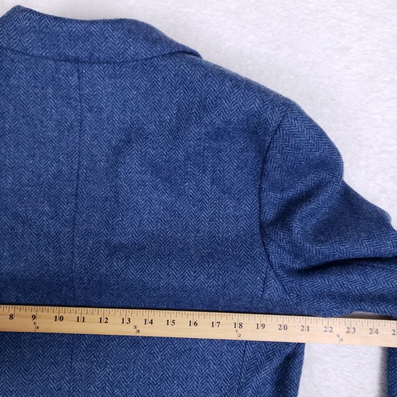 Talbots Blazer 16 Vintage Wool Herringbone Blue Academia Career Professional - Picture 6 of 7